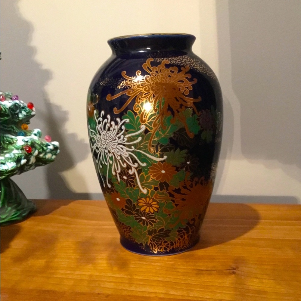 Japan International Silver Company Deep Blue Vase